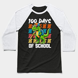 100 Days Dinosaur Trex Boys Kids 100th Day Of School Baseball T-Shirt